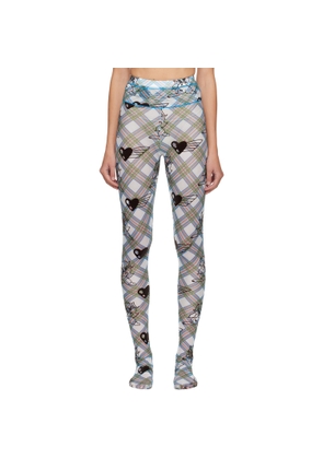 Chopova Lowena Blue & White Bunny Girl Argyle Mesh Leggings