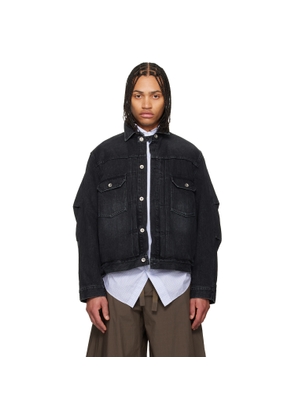 sacai Black Faded Denim Jacket