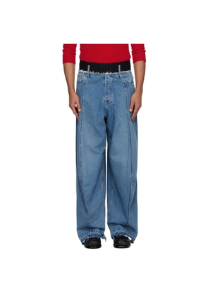 ALAINPAUL Blue Knee Shape Jeans