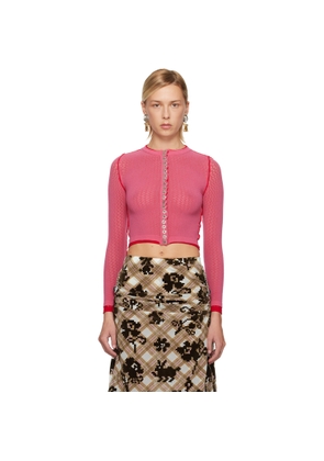Chopova Lowena Pink Fishnet Cardigan