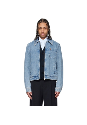 AMI Paris Blue Cotton Contrasted 'Ami De Coeur' Denim Jacket