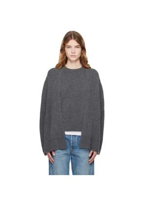 TOTEME Gray Crew Cape Knit Sweater