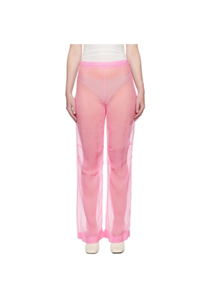 ALAINPAUL Pink Mousseline Silk Chiffon Knee Trousers