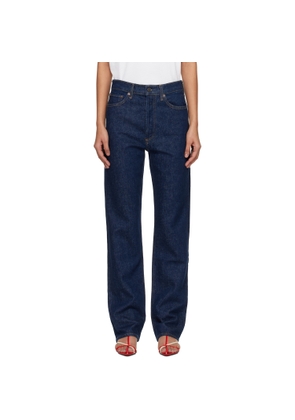 AGOLDE Navy 90's Pinch Waist High Rise Straight Long Jeans