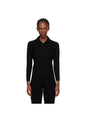 TOTEME Black Fitted Polo Cardigan