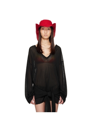 The Attico Red Embroidered Hat
