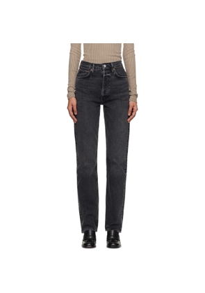 AGOLDE Black 90's Pinch Waist Long Comfort Stretch Jeans