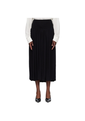 TOTEME Black Soft Gathered Midi Skirt