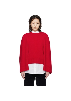 TOTEME Red Crew Cape Knit Sweater