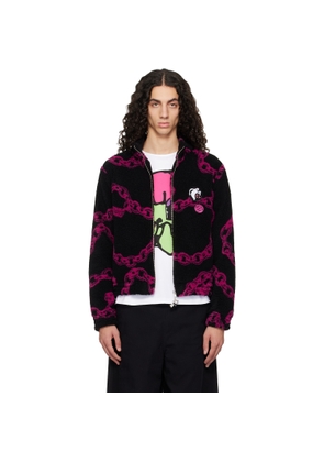 Chopova Lowena Black & Purple Charm Party Fitted Fleece Jacket