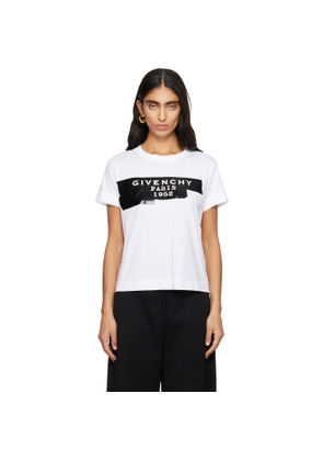 Givenchy White 'Givenchy' Tape Print T-shirt