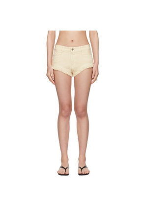 The Attico Off-White Fringed Denim Shorts