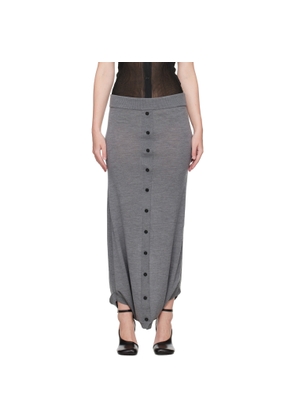 ALAINPAUL Gray Knit Fuseau Maxi Skirt