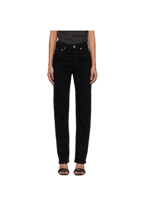 AGOLDE Black 90's Pinch Waist High Rise Straight Long Jeans