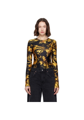 Versace Jeans Couture Black & Gold Lycra Bodysuit