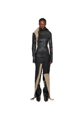 Rick Owens Black & Beige Concordians Etna Denim Maxi Dress