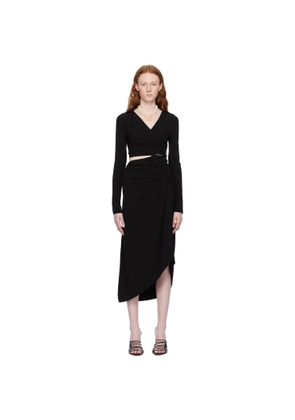 Off-White Black Ruched Midi Dress