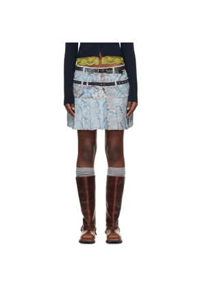 Andersson Bell Blue Python Fade Denim Printed Miniskirt