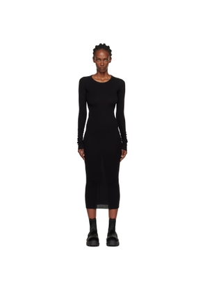 Rick Owens Black Concordians Rib Long Sleeve Midi Dress