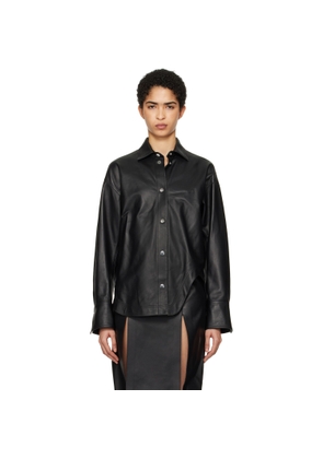 The Attico Black Eliza Leather Shirt