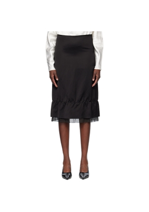TOTEME Black Layered Satin Midi Skirt