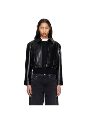 AGOLDE Black Nahla Cropped Recycled Leather Jacket