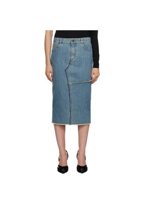 TOM FORD Blue Frayed Denim Midi Skirt