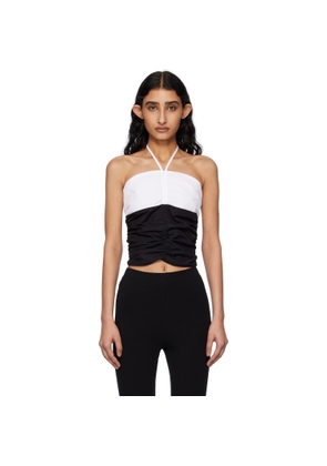 Kijun Black & Off-White Shirring Halter Top