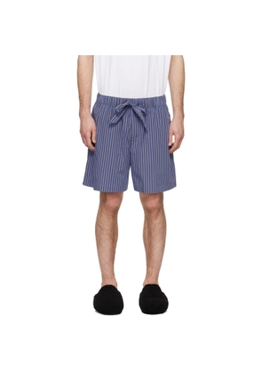 Tekla Navy & Brown Poplin Pyjama Shorts