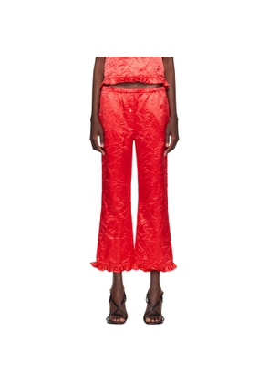 Meryll Rogge Red Creased Satin Trousers