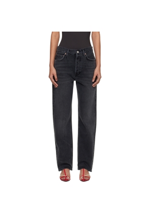 AGOLDE Black 90's Pinch Waist High Rise Straight Jeans