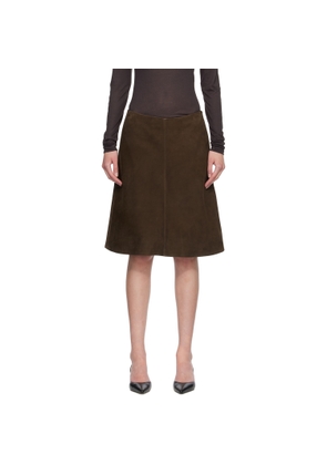 TOTEME Brown A-Line Suede Midi Skirt