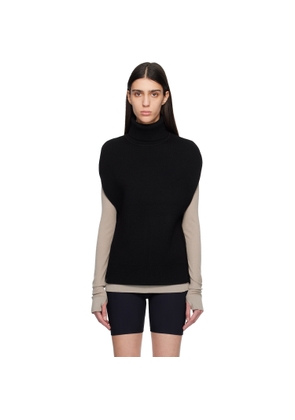 TOTEME Black Double-Knit Cape Turtleneck