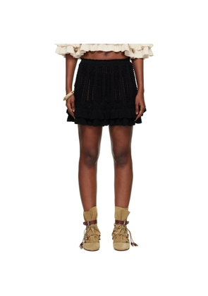 Isabel Marant Etoile Black Nelle Frilly Cotton Knit Miniskirt