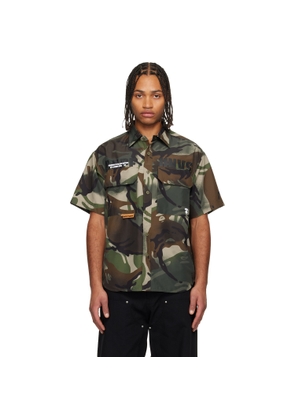 AAPE by A Bathing Ape Khaki 'AAPEUNVS' Moonface Logo Cargo Shirt