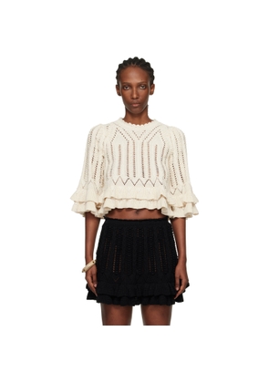 Isabel Marant Etoile Off-White Norma Frilly Cotton Knit Sweater