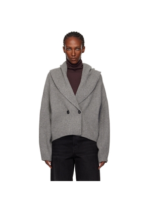 TOTEME Gray Shawl-Lapel Cardigan