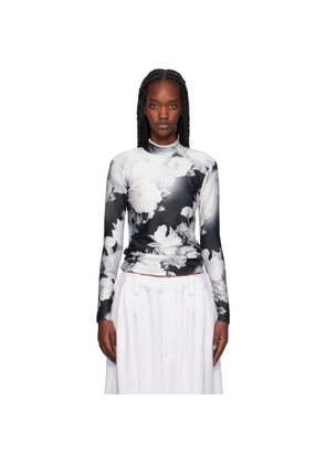 Meryll Rogge Black & White Long Sleeve Piping Turtleneck