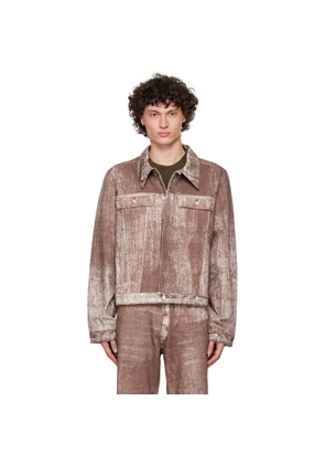 CAMPERLAB Burgundy Paint Print Denim Jacket