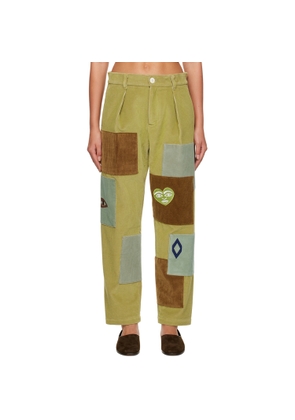 The Elder Statesman Green Patch Trousers