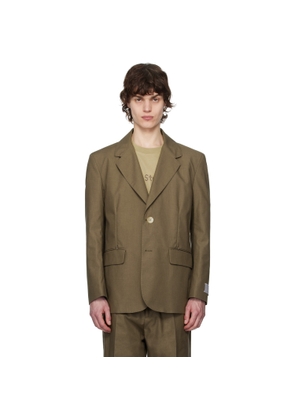 RANRA Khaki Writer Gabardine Tailored Blazer