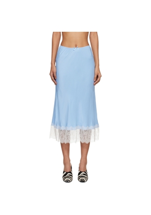 Moschino Blue Habutai Midi Skirt