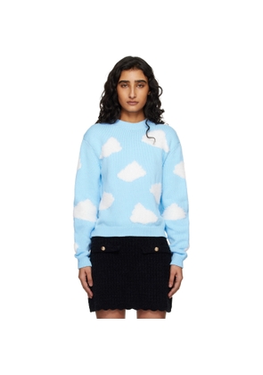 Moschino Blue Organic Cotton Blend Archive Cloud Sweater