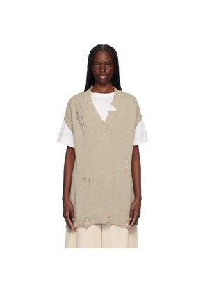 YOHJI YAMAMOTO Taupe 7G2P Jersey V Neck Vest