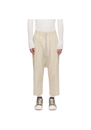 Rick Owens Beige Temple Drawstring Cropped Trousers