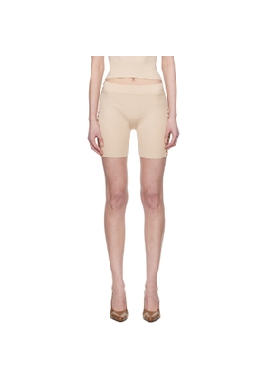 Isa Boulder SSENSE Exclusive Beige Ribbed High Waist Shorts