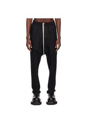 Rick Owens Black Temple Drawstring Slim Long Trousers