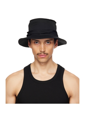 YOHJI YAMAMOTO Black Gabardine Drape Hat