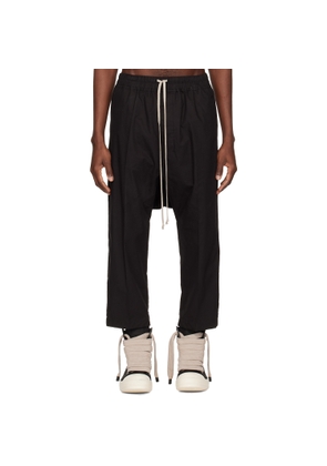 Rick Owens Black Temple Drawstring Cropped Trousers