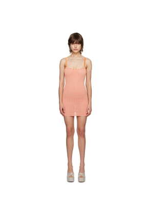 GUIZIO Orange Check Minidress